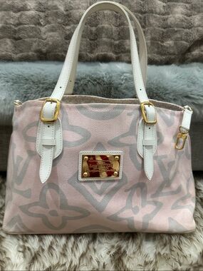 LOUIS VUITTON LIMITED EDITION Blush Pink Canvas Tote with White Leather Trim